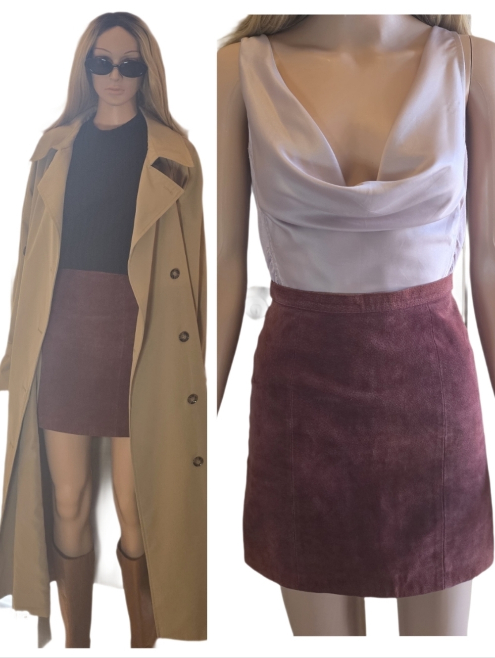 Vintage 90's Minimalist SUEDE Jay Jacobs Winlit mini in a Burgundy shade. EUC
